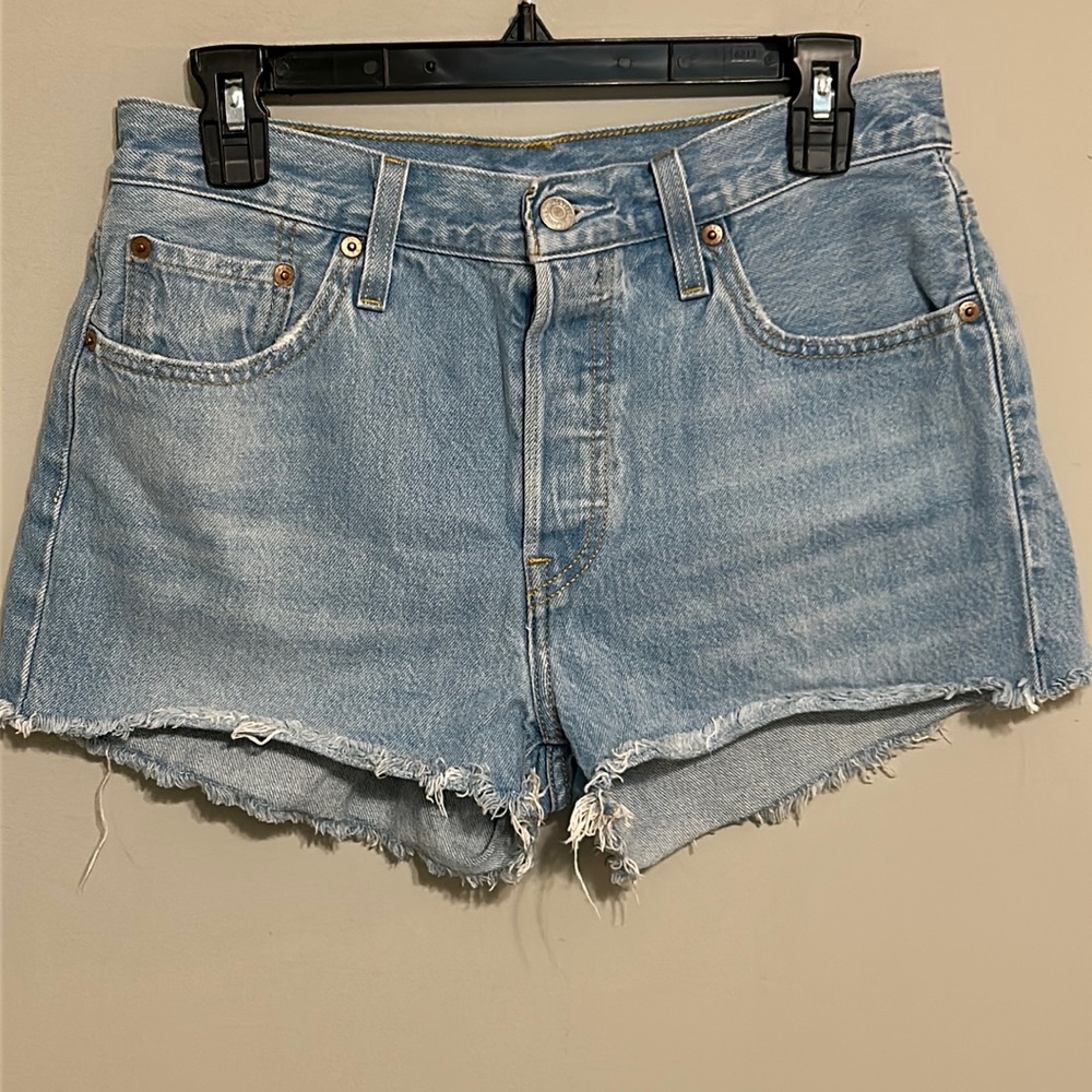 Levi's 501 Light Wash Button Fly Denim Shorts